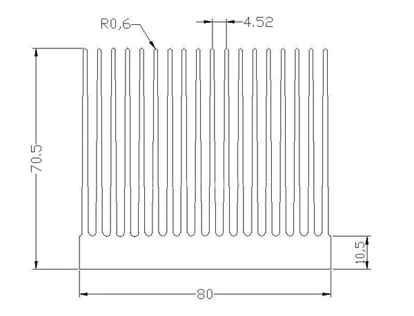 Aluminium 6063 T5 Heatsink Extrusion size Aluminium 6063 T5 Heatsink Extrusion size